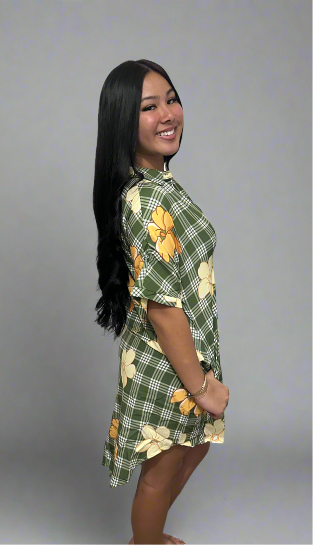 Preorder: Leinani Dress Green Palaka