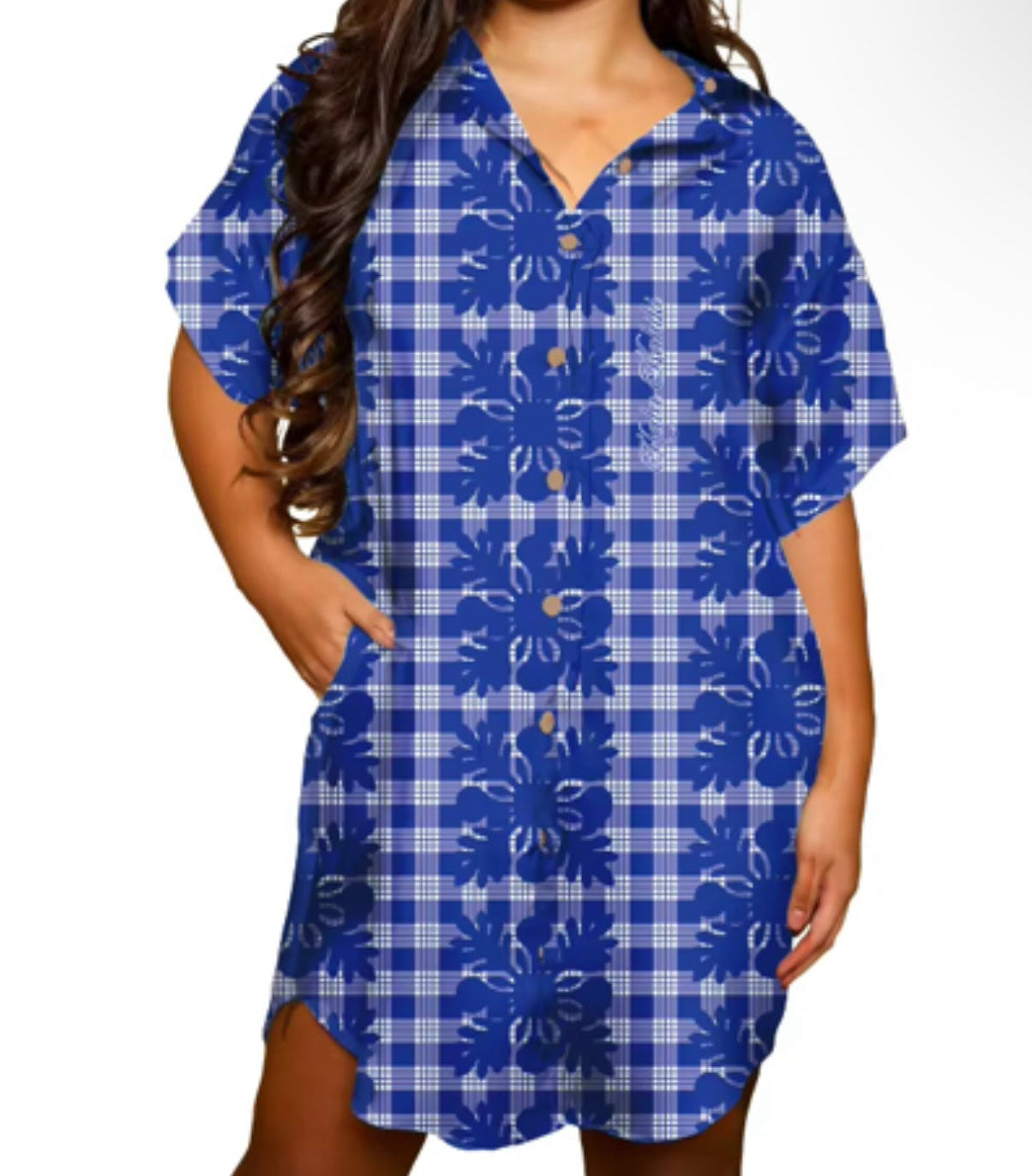 Preorder Leinani Dress Navy Palaka