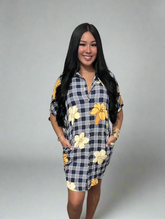 Preorder Leinani Dress Black Palaka Puakenikeni Design