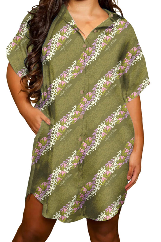 Preorder Girl’s Leinani Dress Matcha Loke Lei Design
