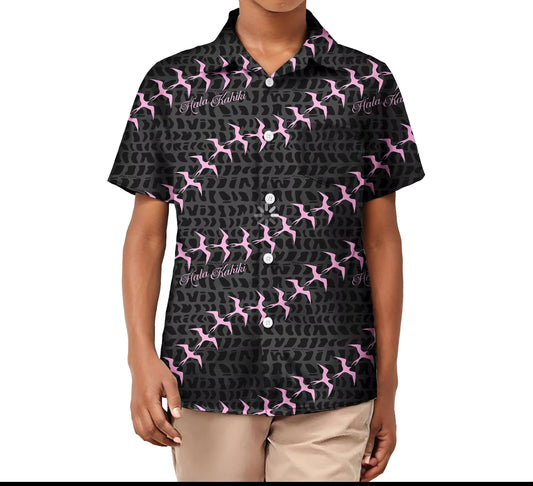 Preorder Boys Hebrew Cone Shell & Iwa Bird Button Down Shirt