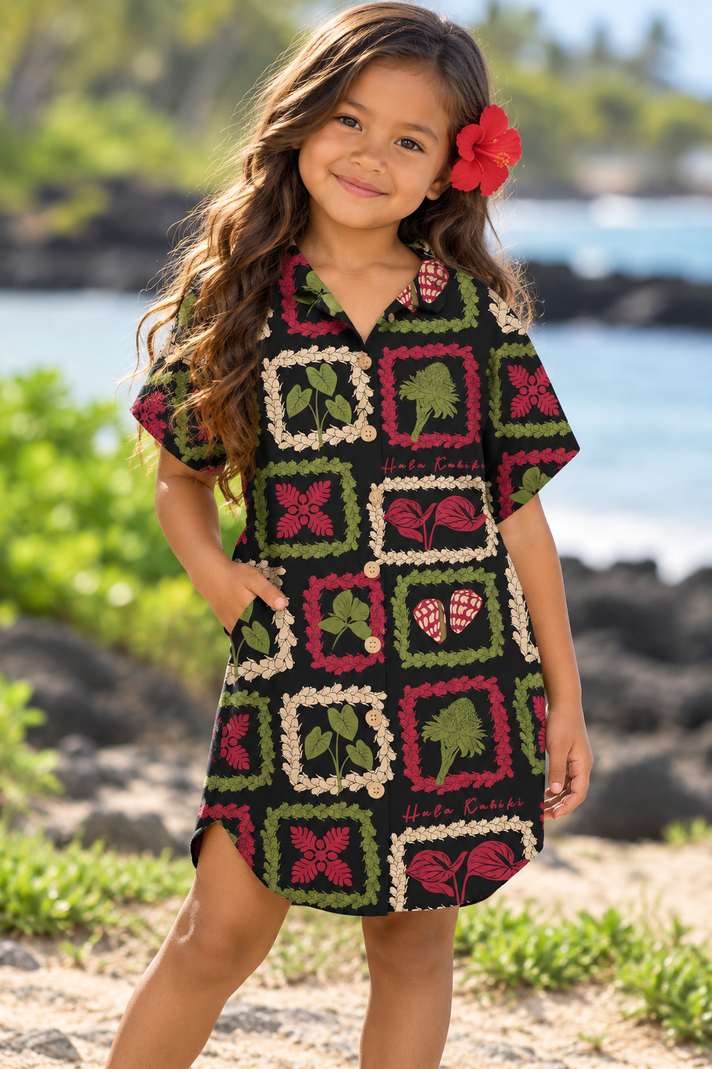 Preorder Girl’s Leinani Dress in Kalikimaka Design (takes up to 4-6 weeks)