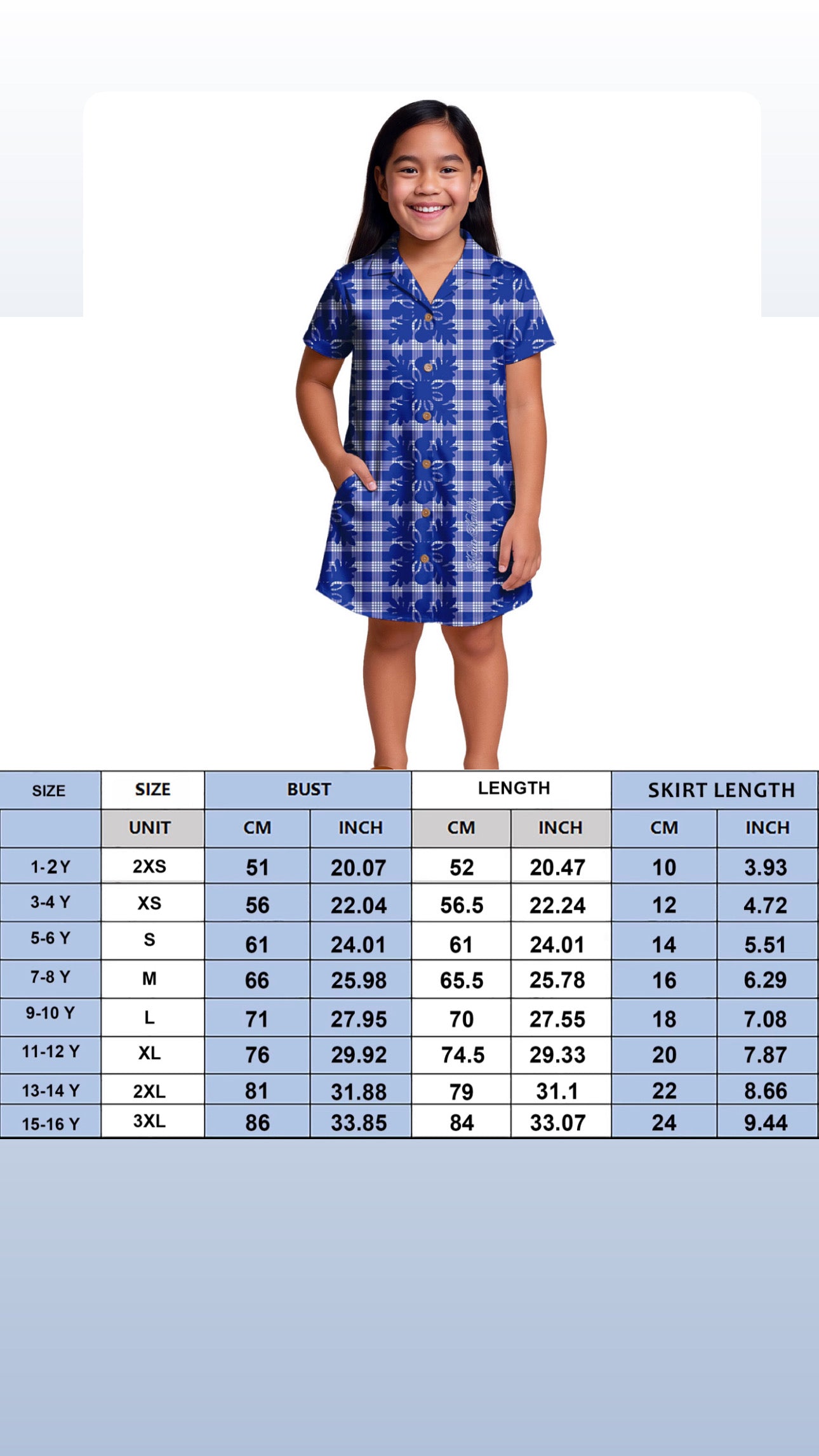 Preorder Girls Leinani in Navy Palaka