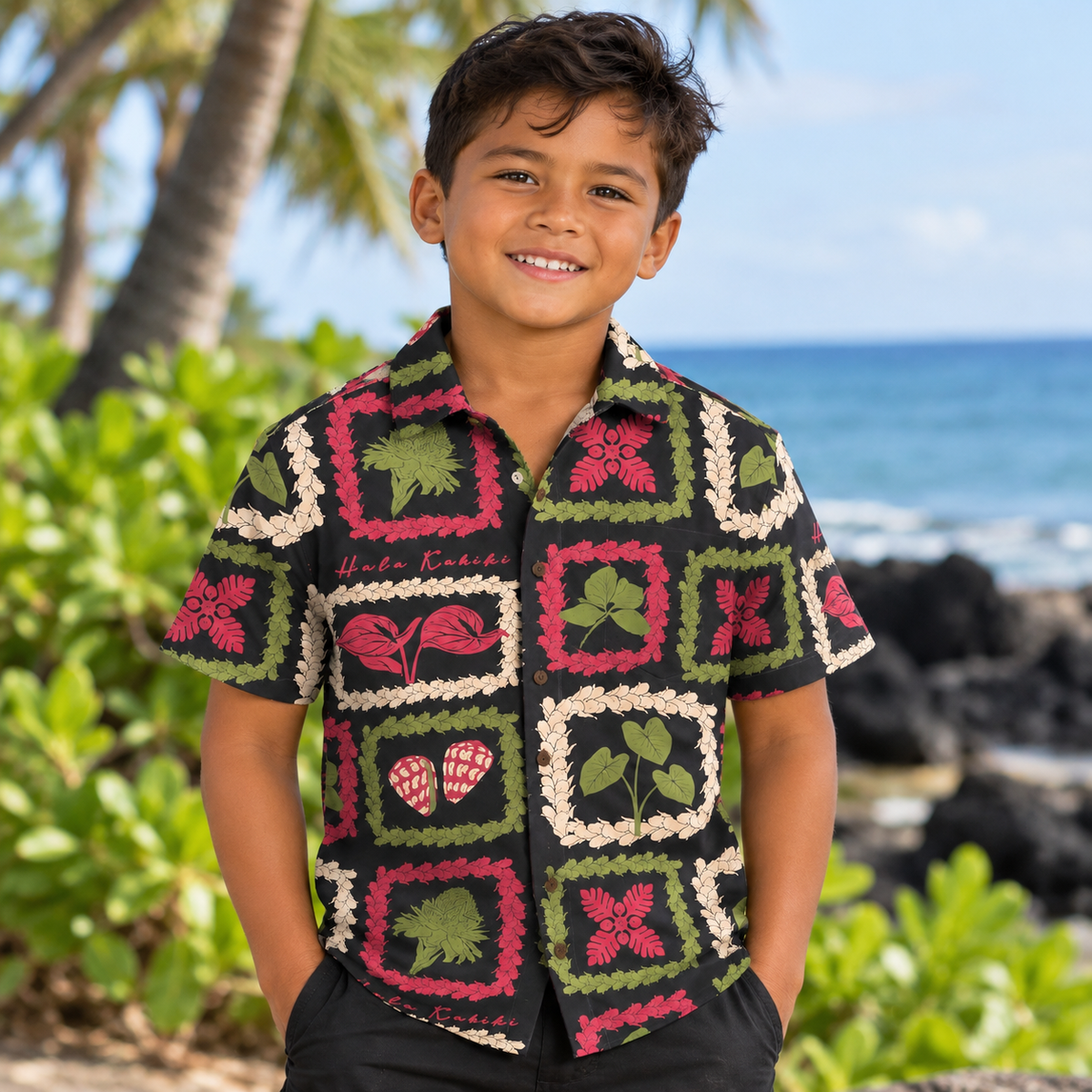 Preorder Boy’s Button Down in Kalikimaka Design (takes up to 4-6 weeks)