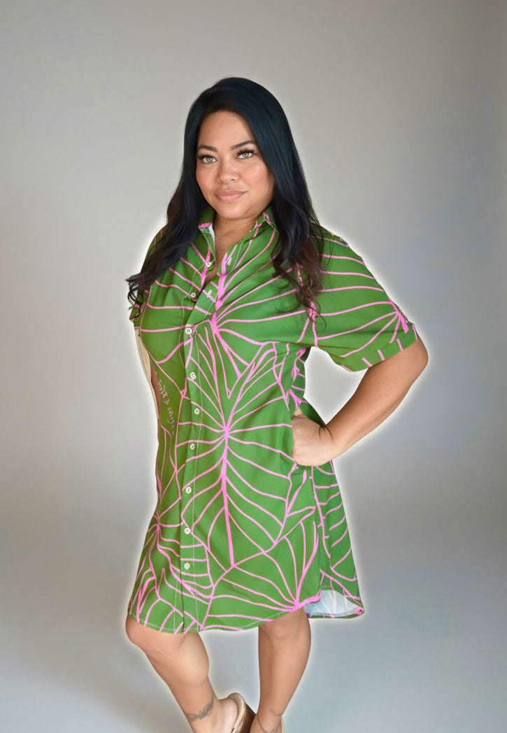 Preorder Leinani Kalo Green Dress
