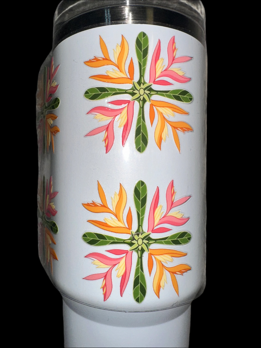 40oz Heliconia Quilted Design Tumbler