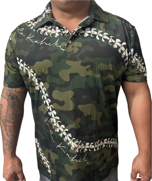 Men's Camou-Puakenikeni Golf Polo Shirt